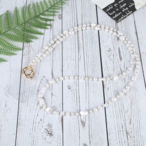 Obesek Anti-lost Bead Chain Crossbody Long Lanyard, Pearl, Mobella, bela