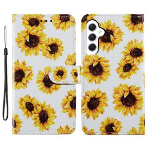 Preklopni Etui za Samsung Galaxy A55 Mobella, Painted Pattern Leather Sunflower, rumena in bela