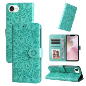 Preklopni Etui za Apple iPhone 16e Mobella, Embossed Leather Sunflower, zelena