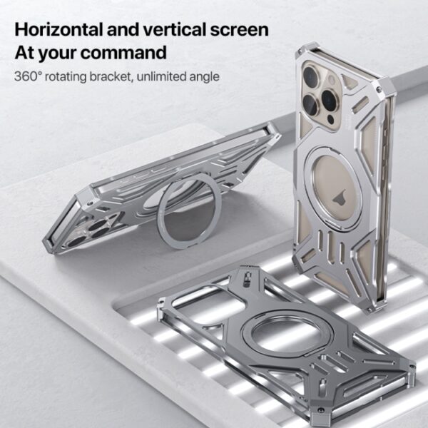 Ovitek MagSafe Aluminum Alloy Borderless Rotating za Apple iPhone 16 6.1, Urbanzo, srebrna - slika 2
