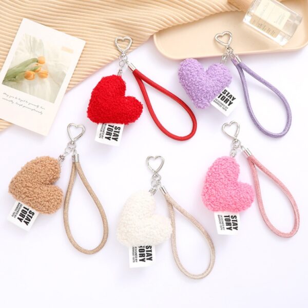 Obesek Imitation Wool Plush Heart Keychain Wrist, Mobella, zelena - slika 2