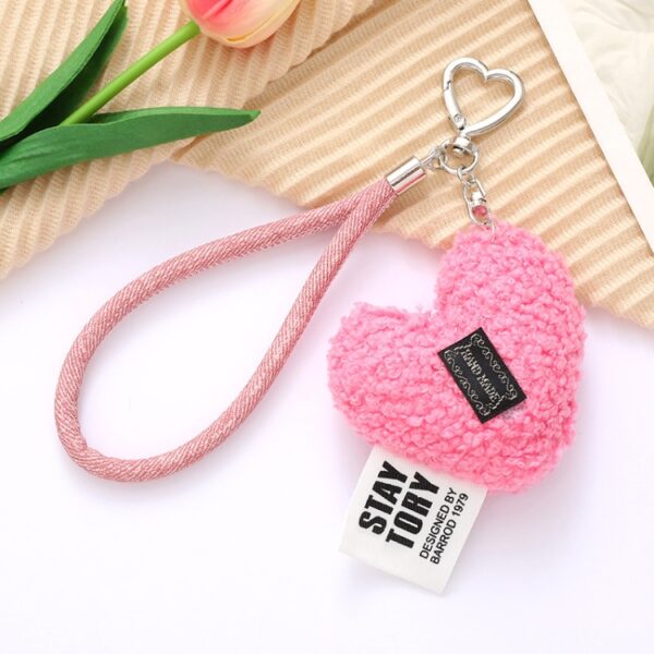 Obesek Imitation Wool Plush Heart Keychain Wrist, Mobella, zelena - slika 4