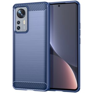 Ovitek Brushed Texture Carbon Fiber za Xiaomi 12 Pro, Urbanzo, modra