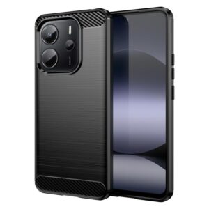 Ovitek Carbon Fiber Brushed Texture TPU za Xiaomi Redmi Note 14 4G, Urbanzo, črna