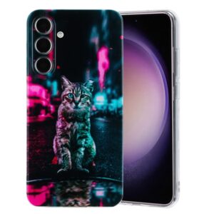 Ovitek Colorful Painting Pattern TPU Traffic Light Cat za Samsung Galaxy S23 FE S711U, Mobella, črna