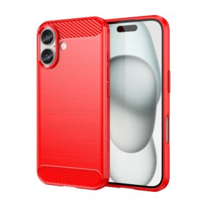 Ovitek Brushed Texture Carbon Fiber za Apple iPhone 16e, Urbanzo, rdeča