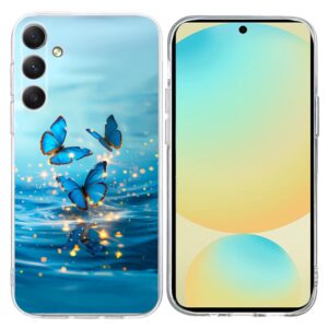 Ovitek Colorful Painting Pattern TPU Blue Butterflies za Samsung Galaxy A36 5G A366B, Galaxy A56 5G A566B, Mobella, modra