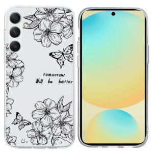 Ovitek Colorful Painting Pattern TPU Butterfly Flower za Samsung Galaxy A36 5G A366B, Galaxy A56 5G A566B, Mobella, bela