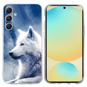 Ovitek Colorful Painting Pattern TPU White Wolf za Samsung Galaxy A36 5G A366B, Galaxy A56 5G A566B, Mobella, bela