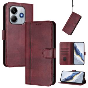 Preklopni Etui za Xiaomi Redmi Note 14 5G/ Poco M7 Pro 5G Urbanzo, Splicing Buckle Retro Leather, rdeča